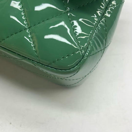 Chanel Classic Flap Rectangular Mini Green Patent Leather Silver Hardware 2016-2017