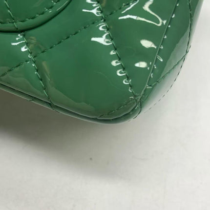 Chanel Classic Flap Rectangular Mini Green Patent Leather Silver Hardware 2016-2017
