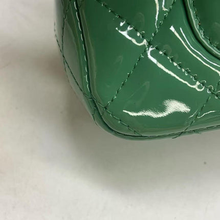 Chanel Classic Flap Rectangular Mini Green Patent Leather Silver Hardware 2016-2017