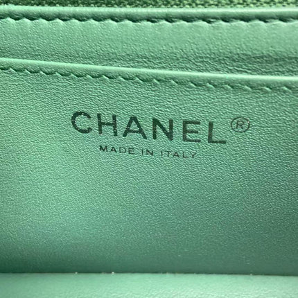 Chanel Classic Flap Rectangular Mini Green Patent Leather Silver Hardware 2016-2017