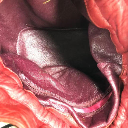Chanel Vintage Drawstring Mini Bucket Bag Red Lambskin Matelasse