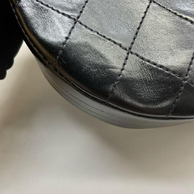 Chanel Vintage Mini Half Moon Flap Bag Black Lambskin Leather Gold Hardware 1986-1988