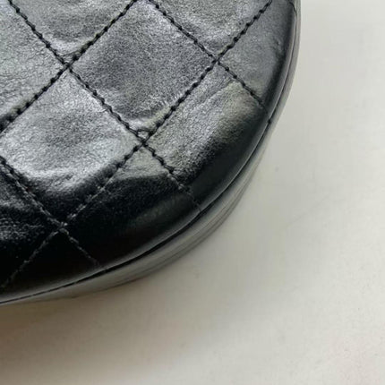 Chanel Vintage Mini Half Moon Flap Bag Black Lambskin Leather Gold Hardware 1986-1988