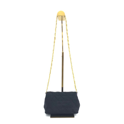 Chanel Vintage Black Fabric Flap Bag with Woven Gold Chain Strap