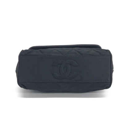 Chanel Vintage Black Fabric Flap Bag with Woven Gold Chain Strap