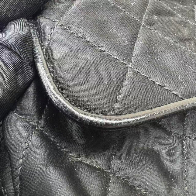 Chanel Vintage Black Fabric Flap Bag with Woven Gold Chain Strap