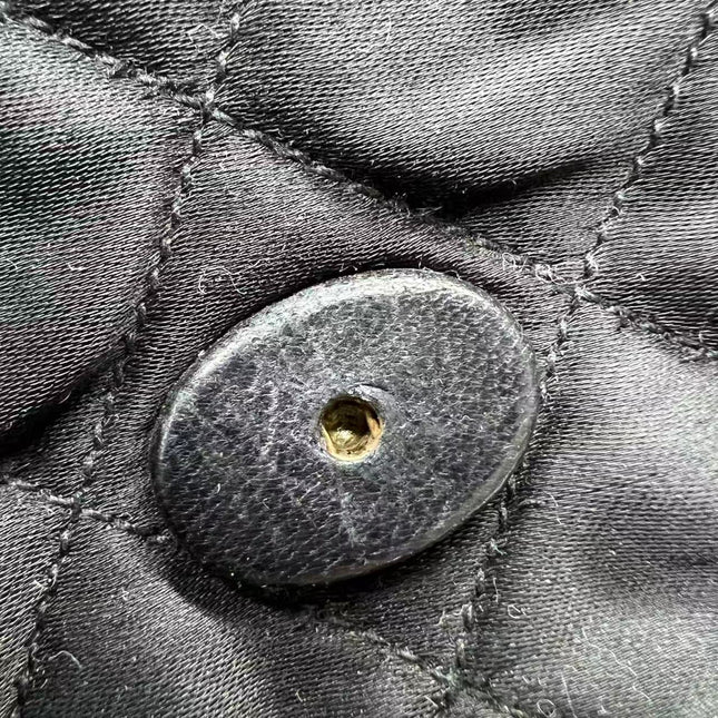 Chanel Vintage Black Fabric Flap Bag with Woven Gold Chain Strap