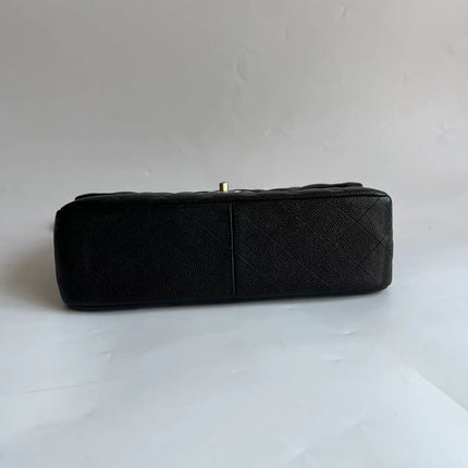 Chanel Classic Flap Jumbo Black Caviar Leather Double Flap Silver Hardware 2011