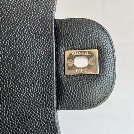 Chanel Classic Flap Jumbo Black Caviar Leather Double Flap Silver Hardware 2011