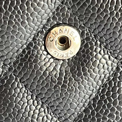 Chanel Classic Flap Jumbo Black Caviar Leather Double Flap Silver Hardware 2011