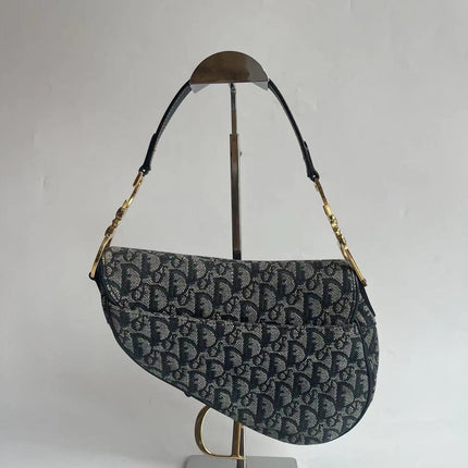 Dior Saddle Vintage Navy Oblique with Multicolor Silk Lining