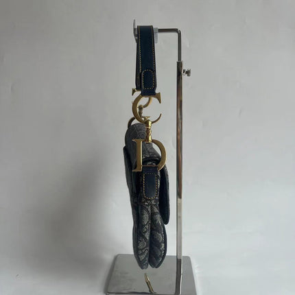 Dior Saddle Vintage Navy Oblique with Multicolor Silk Lining