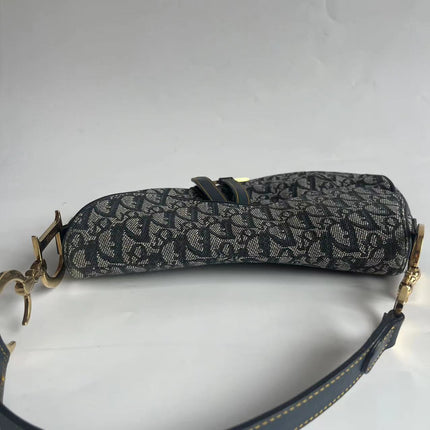 Dior Saddle Vintage Navy Oblique with Multicolor Silk Lining