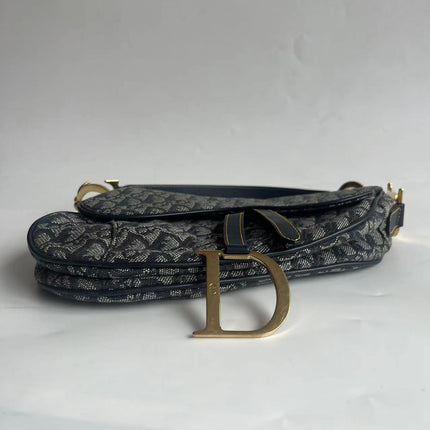 Dior Saddle Vintage Navy Oblique with Multicolor Silk Lining