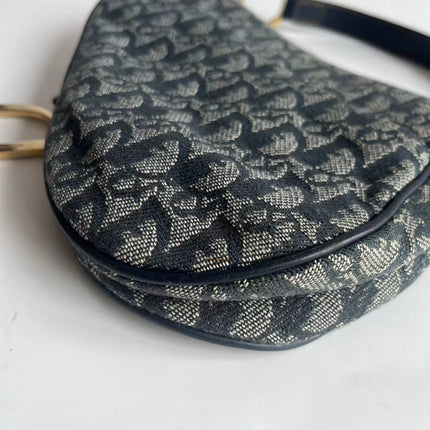 Dior Saddle Vintage Navy Oblique with Multicolor Silk Lining