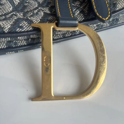 Dior Saddle Vintage Navy Oblique with Multicolor Silk Lining