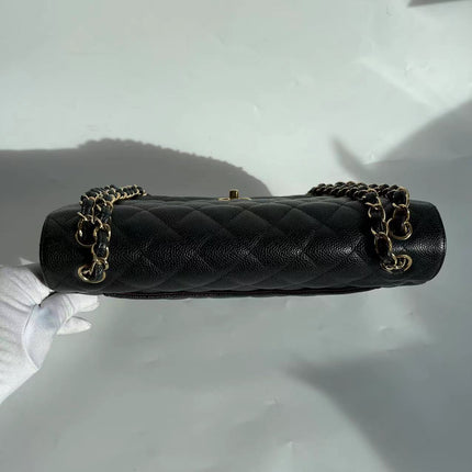 Chanel Classic Flap Jumbo Black Caviar Leather Double Flap Gold Hardware 2011-2012