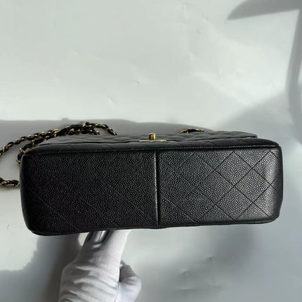 Chanel Classic Flap Jumbo Black Caviar Leather Double Flap Gold Hardware 2011-2012