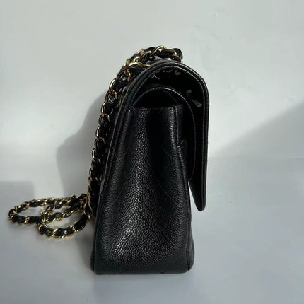 Chanel Classic Flap Jumbo Black Caviar Leather Double Flap Gold Hardware 2011-2012