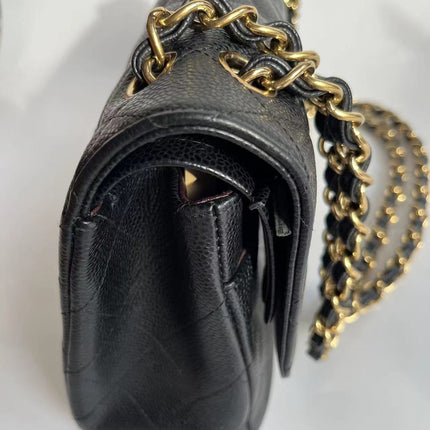 Chanel Classic Flap Jumbo Black Caviar Leather Double Flap Gold Hardware 2011-2012