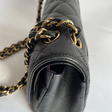 Chanel Classic Flap Jumbo Black Caviar Leather Double Flap Gold Hardware 2011-2012