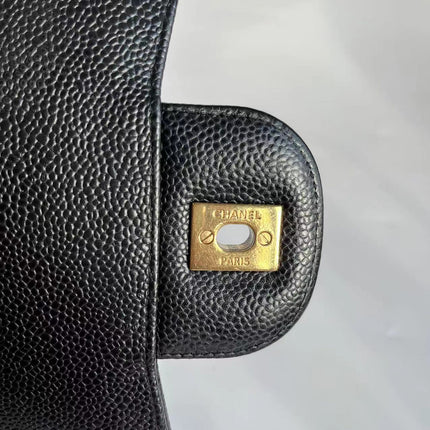 Chanel Classic Flap Jumbo Black Caviar Leather Double Flap Gold Hardware 2011-2012