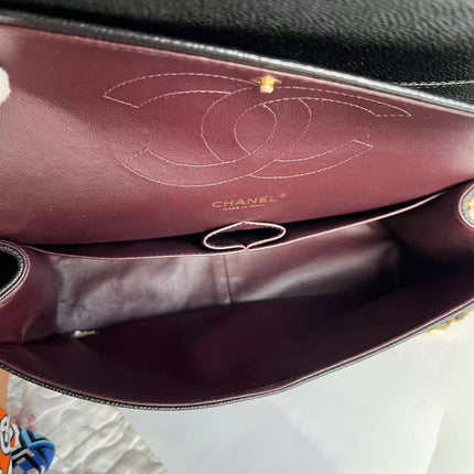 Chanel Classic Flap Jumbo Black Caviar Leather Double Flap Gold Hardware 2011-2012