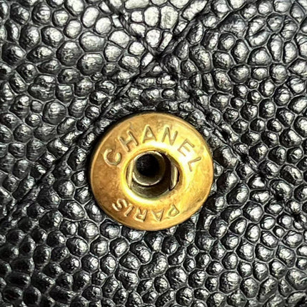 Chanel Classic Flap Jumbo Black Caviar Leather Double Flap Gold Hardware 2011-2012