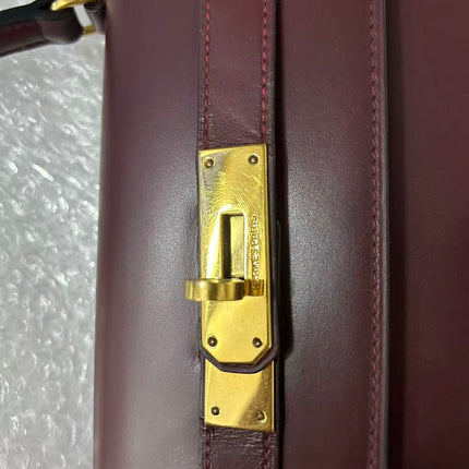 Hermès Kelly 32 Sellier Burgundy Box Leather Gold HW 1978