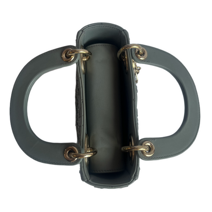 Lady Dior Mini Metallic Grey Calfskin Leather Beads and Mirrors Gold Hardware 2020