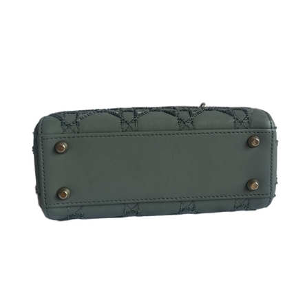 Lady Dior Mini Metallic Grey Calfskin Leather Beads and Mirrors Gold Hardware 2020