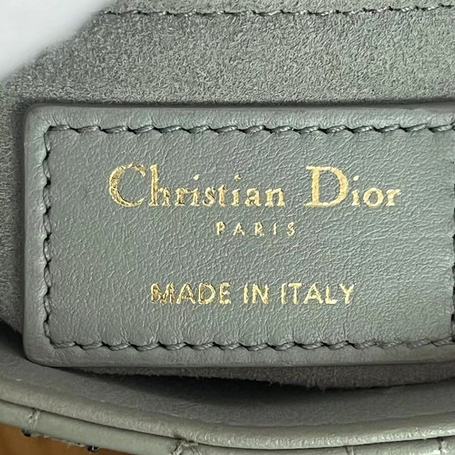 Lady Dior Mini Metallic Grey Calfskin Leather Beads and Mirrors Gold Hardware 2020