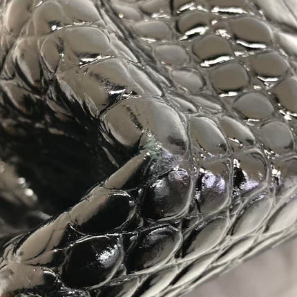 Balenciaga Pouch Black Crocodile Pattern Shiny Calfskin Leather With Strap