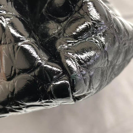 Balenciaga Pouch Black Crocodile Pattern Shiny Calfskin Leather With Strap