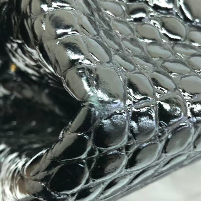 Balenciaga Pouch Black Crocodile Pattern Shiny Calfskin Leather With Strap