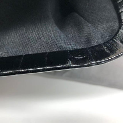 Balenciaga Pouch Black Crocodile Pattern Shiny Calfskin Leather With Strap