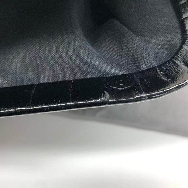Balenciaga Pouch Black Crocodile Pattern Shiny Calfskin Leather With Strap