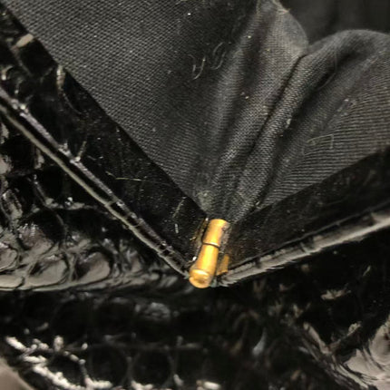 Balenciaga Pouch Black Crocodile Pattern Shiny Calfskin Leather With Strap