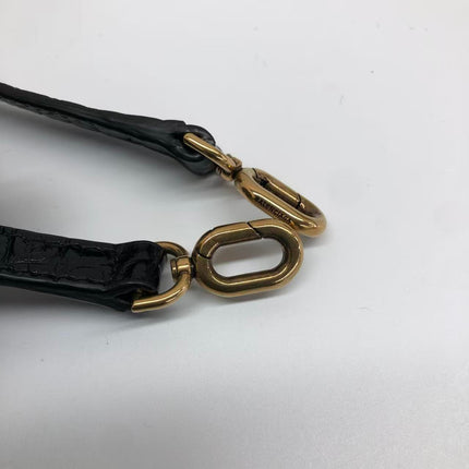 Balenciaga Pouch Black Crocodile Pattern Shiny Calfskin Leather With Strap