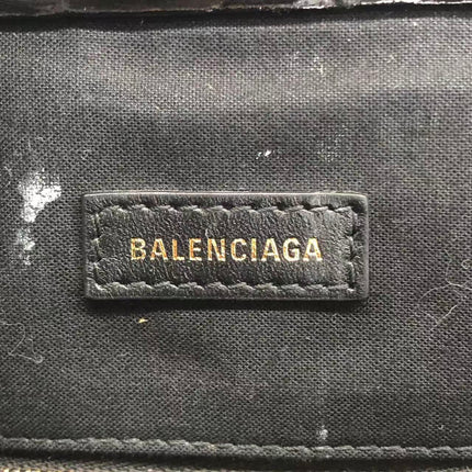 Balenciaga Pouch Black Crocodile Pattern Shiny Calfskin Leather With Strap