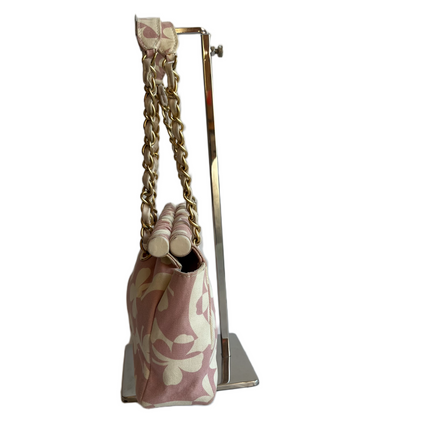 Chanel Canvas Clover Print Pink and White Frame Bag with Pouch 2004