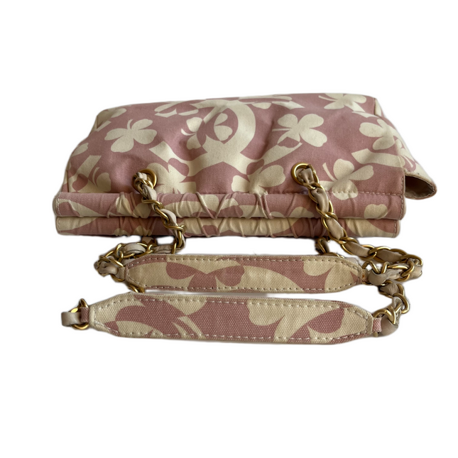 Chanel Canvas Clover Print Pink and White Frame Bag with Pouch 2004