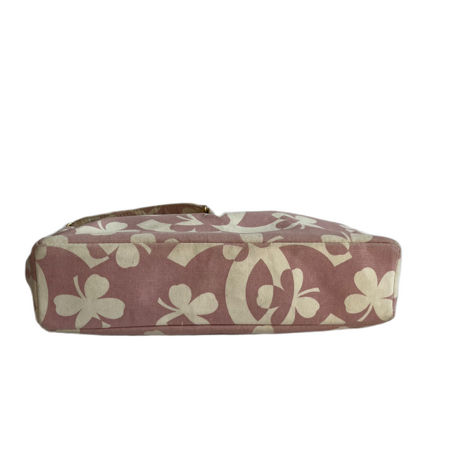 Chanel Canvas Clover Print Pink and White Frame Bag with Pouch 2004