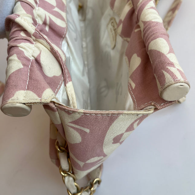 Chanel Canvas Clover Print Pink and White Frame Bag with Pouch 2004