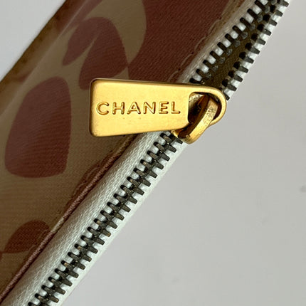 Chanel Canvas Clover Print Pink and White Frame Bag with Pouch 2004