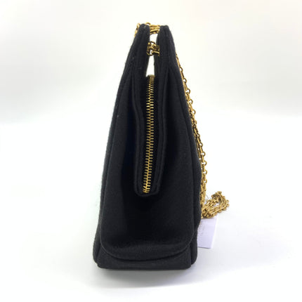 Chanel Black Quilted Jersey Reissue Frame Bag Cotton Chain Strap Red Kisslock Pouch