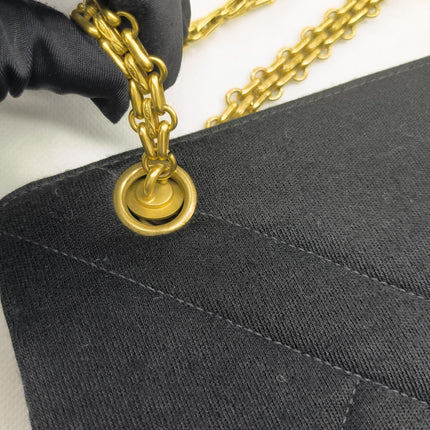 Chanel Black Quilted Jersey Reissue Frame Bag Cotton Chain Strap Red Kisslock Pouch