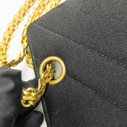 Chanel Black Quilted Jersey Reissue Frame Bag Cotton Chain Strap Red Kisslock Pouch