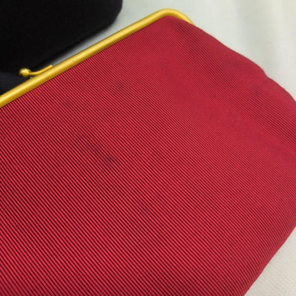 Chanel Black Quilted Jersey Reissue Frame Bag Cotton Chain Strap Red Kisslock Pouch