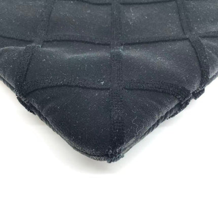 Chanel Black Velvet Pouch Diamond Stitching Leather Interior Gold Logo